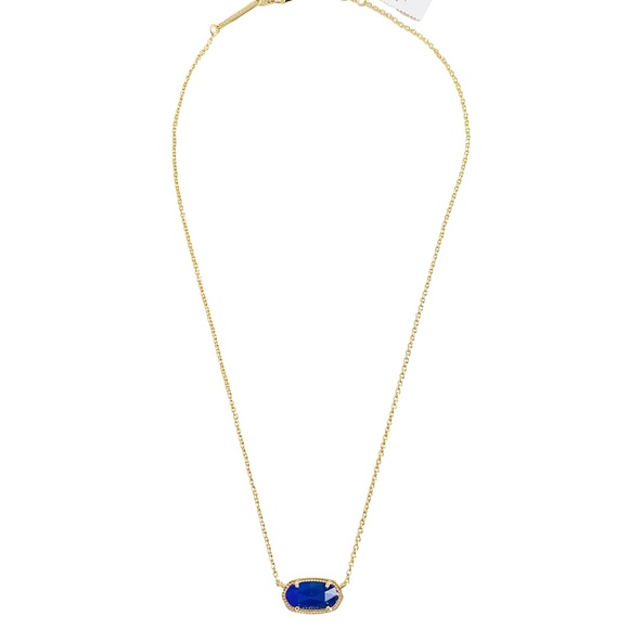 NEW Kendra Scott Elisa Gold and Cobalt Blue Glass Pendant Necklace - Picture 4 of 6